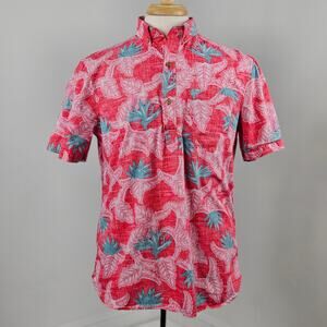 Chubbies Pullover Button-Up Hawaiian Print Red Popover Shirt | Men's Medium